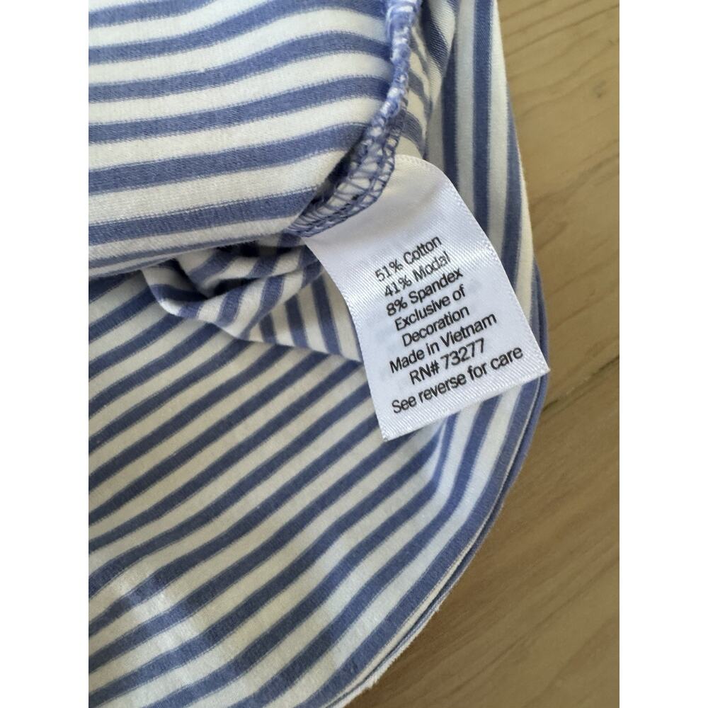 LC Lauren Conrad Women’s Blue White Striped Puff Sleeve Top Size L - Picture 8 of 8
